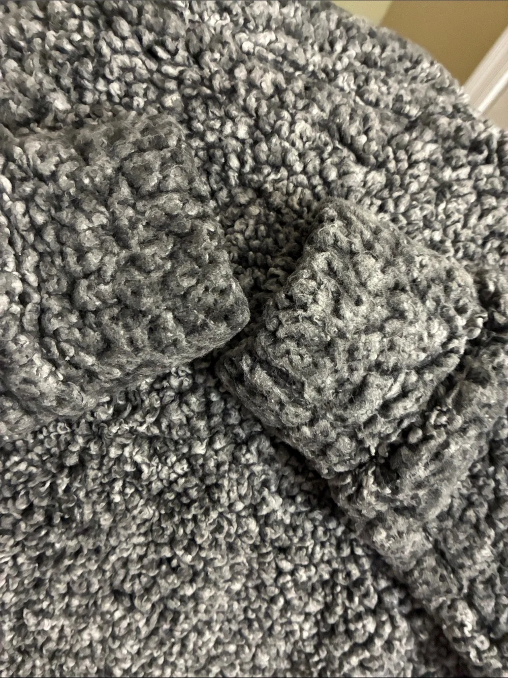 Weatherproof Vintage Women’s Sherpa Quarter Zip Fleece Pullover Pockets Gray S